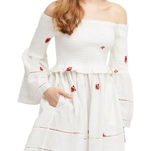 Free People Embroidered Off-The-Shoulder Dress